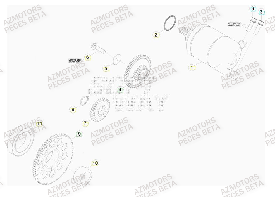 Demarreur AZMOTORS PiÃ¨ces Beta RR 4T 520 Enduro - 2010
