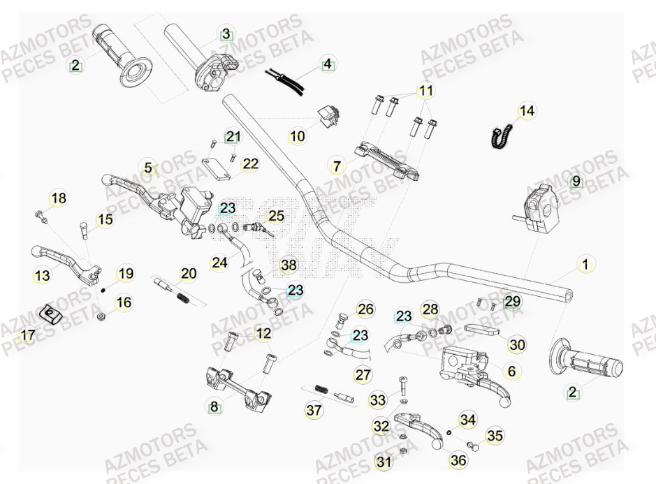 Guidon AZMOTORS PiÃ¨ces Beta RR 4T 520 Enduro - 2010