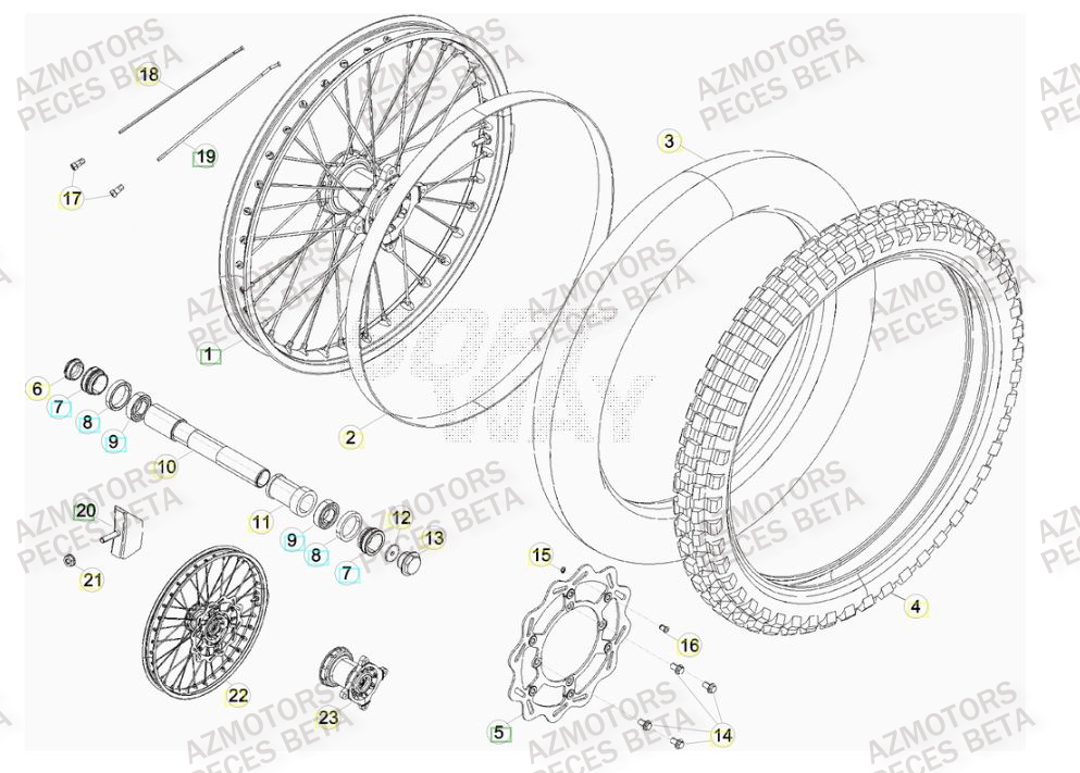 Roue Avant AZMOTORS PiÃ¨ces Beta RR 4T 520 Enduro - 2010