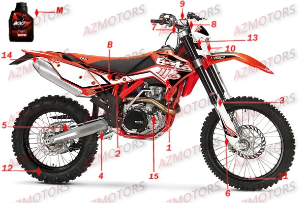 Consommables AZMOTORS PiÃ¨ces Beta RR 4T 350 Enduro - 2012