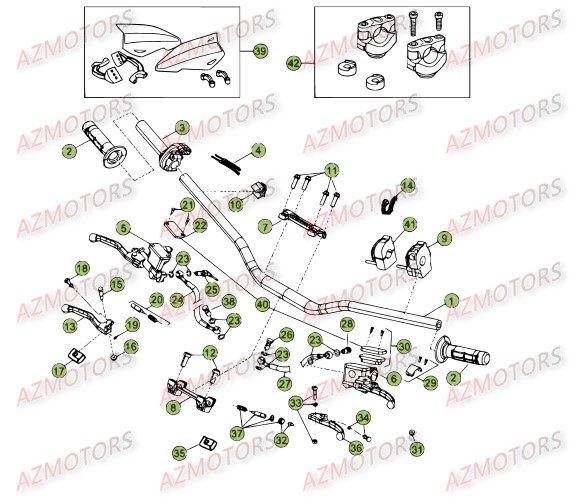 Commandes   Guidon AZMOTORS PiÃ¨ces Beta RR 4T 350 Enduro - 2012