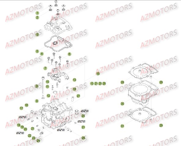 Cylindre   Culasse   Distribution AZMOTORS PiÃ¨ces Beta RR 4T 350 Enduro - 2012
