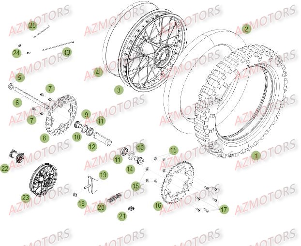 Roue Arriere Du No Serie 500001 A 550000 AZMOTORS PiÃ¨ces Beta RR 4T 350 Enduro - 2012