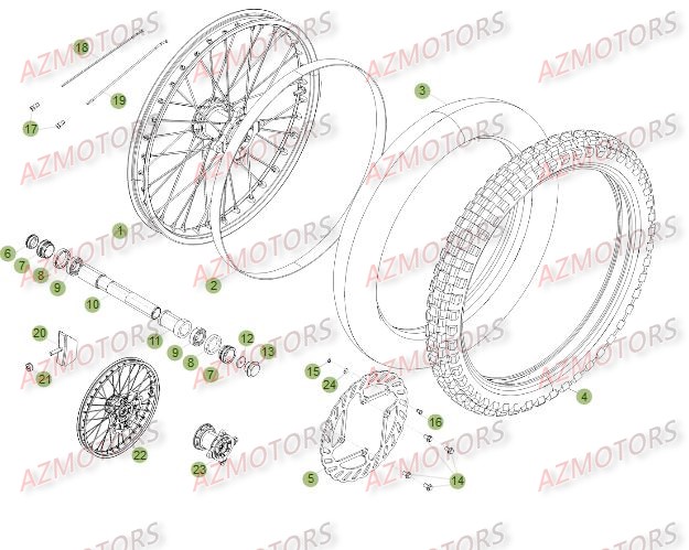 Roue Avant Du No Serie 500001 A 550000 AZMOTORS PiÃ¨ces Beta RR 4T 350 Enduro - 2012