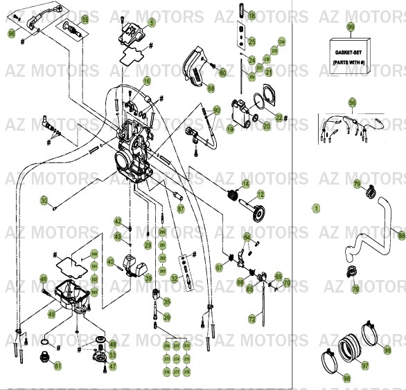 Carburateur AZMOTORS PiÃ¨ces Beta RR 4T 350 Enduro - 2013