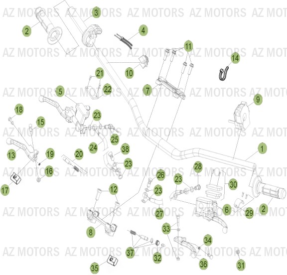 Commandes Guidon AZMOTORS PiÃ¨ces Beta RR 4T 350 Enduro - 2013