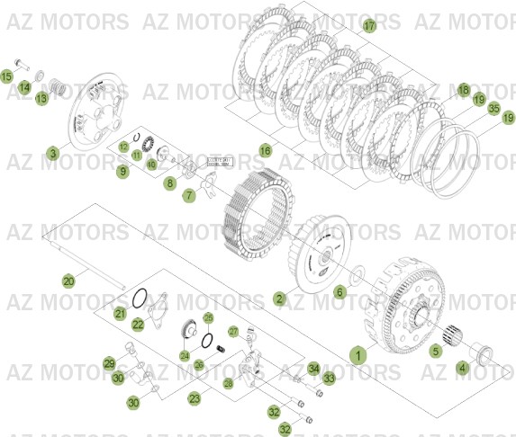 Embrayage AZMOTORS PiÃ¨ces Beta RR 4T 350 Enduro - 2013