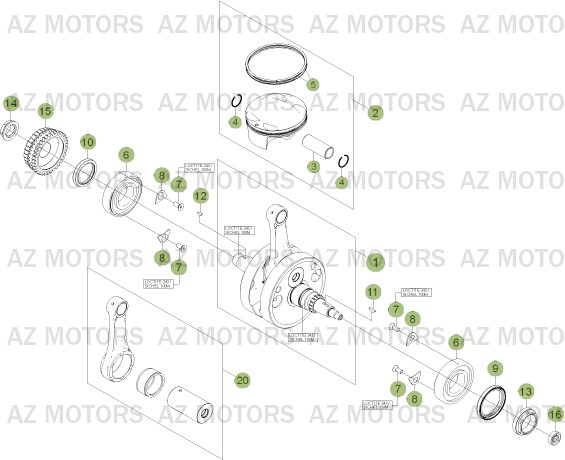 Vilebrequin Piston Contre Arbre 2 AZMOTORS PiÃ¨ces Beta RR 4T 350 Enduro - 2013