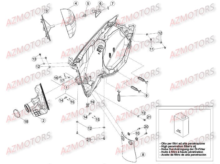 Boitier Du Filtre AZMOTORS PiÃ¨ces Beta RR 4T 350 Enduro - 2014