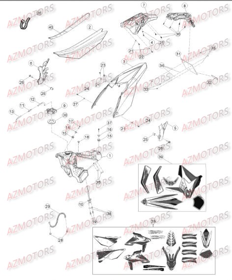Carenages   Reservoir   Selle AZMOTORS PiÃ¨ces Beta RR 4T 350 Enduro - 2014