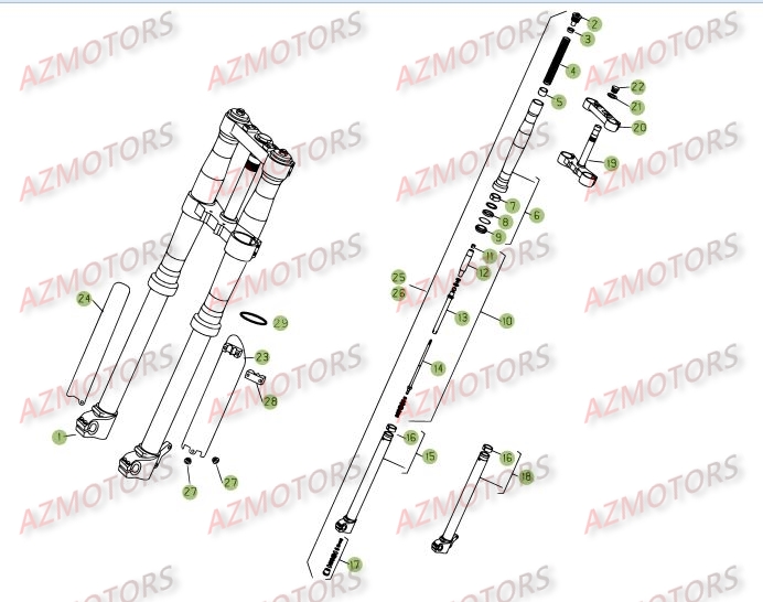 Fourche AZMOTORS PiÃ¨ces BETA RR 4T 400 - [2006-2005]