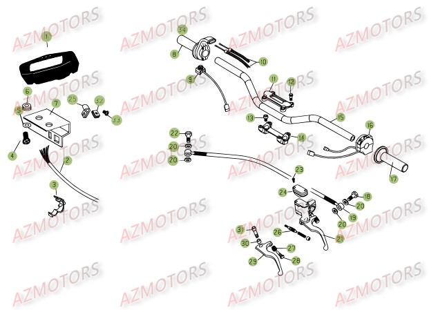 Commandes Guidon AZMOTORS PiÃ¨ces Beta RR 4T 400 Enduro - 2009
