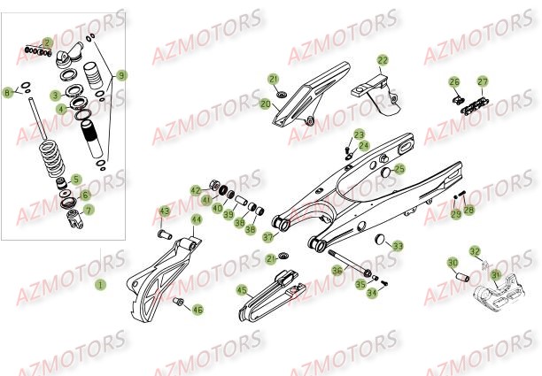 Fourche Arriere Suspension Ar AZMOTORS PiÃ¨ces Beta RR 4T 400 Enduro - 2009