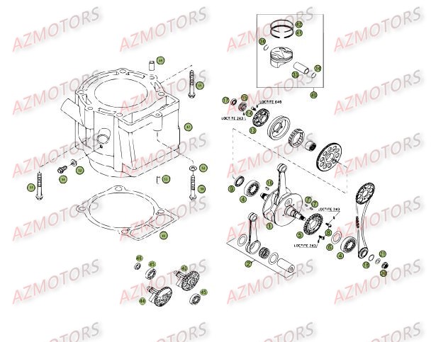 Vilebrequin   Piston   Contre Arbre AZMOTORS PiÃ¨ces Beta RR 4T 400 Enduro - 2009