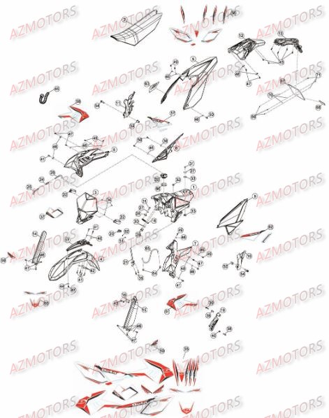 Carenages Reservoir Selle AZMOTORS PiÃ¨ces Beta RR 4T 400 Enduro - 2010