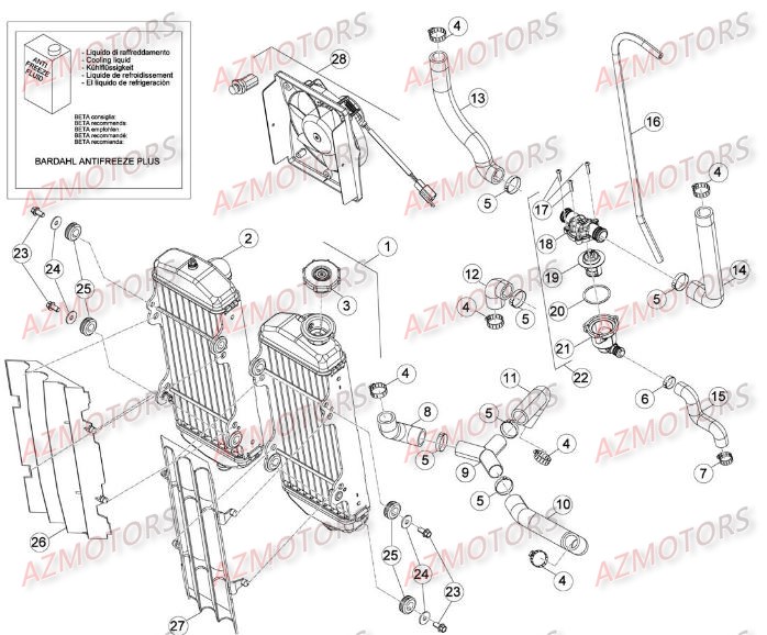 Installation De Refroidissement 2 AZMOTORS PiÃ¨ces Beta RR 4T 400 Enduro - 2010