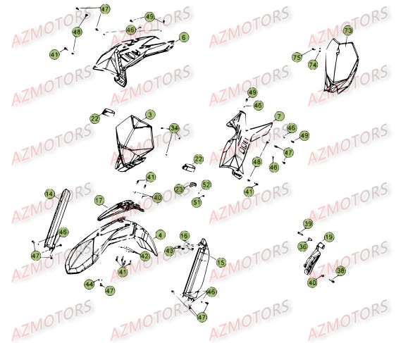 Carenages   Reservoir   Selle 2 AZMOTORS PiÃ¨ces Beta RR 4T 400 Enduro - 2012