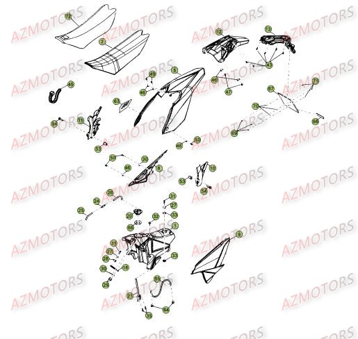 Carenages   Reservoir   Selle AZMOTORS PiÃ¨ces Beta RR 4T 400 Enduro - 2012