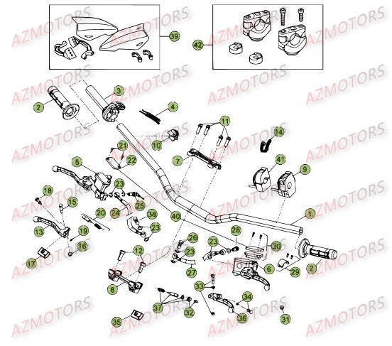 Commandes   Guidon AZMOTORS PiÃ¨ces Beta RR 4T 400 Enduro - 2012