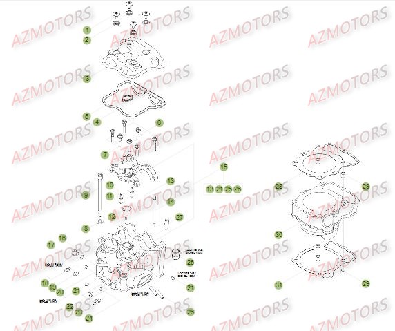 Cylindre   Culasse   Distribution AZMOTORS PiÃ¨ces Beta RR 4T 400 Enduro - 2012