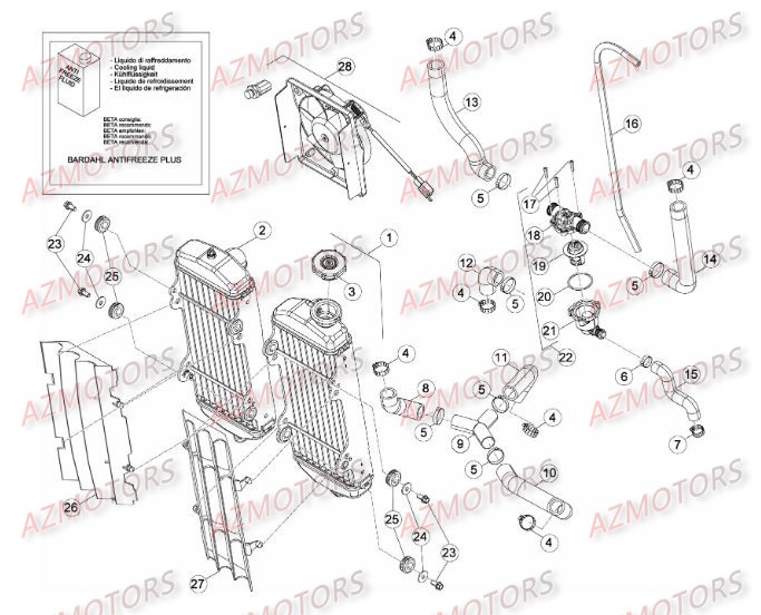 Installation De Refroidissement 2 AZMOTORS PiÃ¨ces Beta RR 4T 400 Enduro - 2012