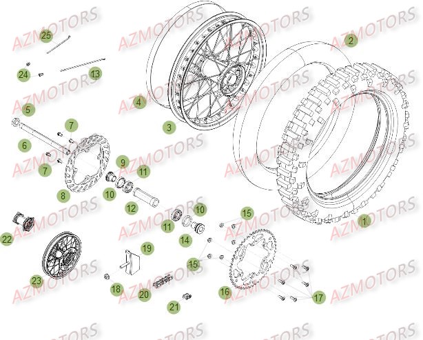 Roue Arriere Du No Serie 100662 A 150000 AZMOTORS PiÃ¨ces Beta RR 4T 400 Enduro - 2012
