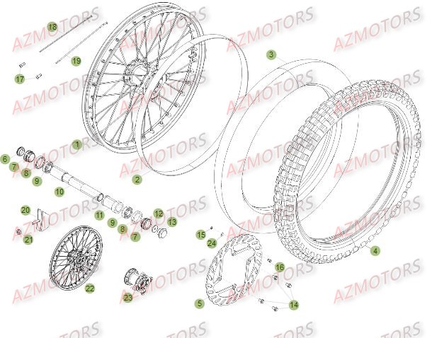 Roue Avant Du No Serie 100662 A 150000 AZMOTORS PiÃ¨ces Beta RR 4T 400 Enduro - 2012