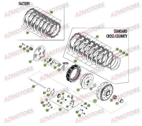 Transmission Principale   Embrayage AZMOTORS PiÃ¨ces Beta RR 4T 400 Enduro - 2012