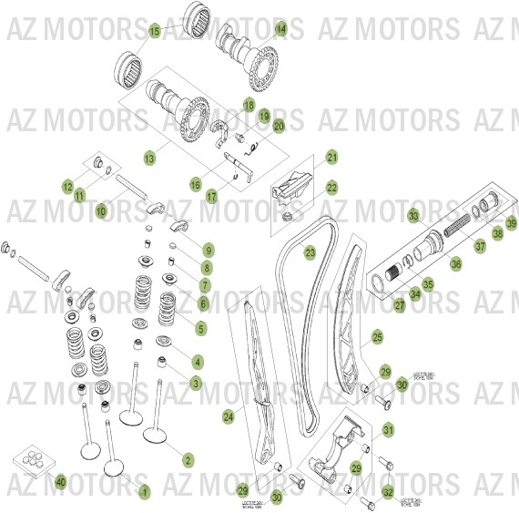 Cylindre Culasse Distribution 2 AZMOTORS PiÃ¨ces Beta RR 4T 400 Enduro - 2013