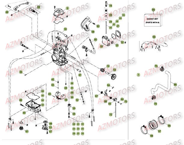 Carburateur AZMOTORS PiÃ¨ces Beta RR 4T 400 Enduro - 2014