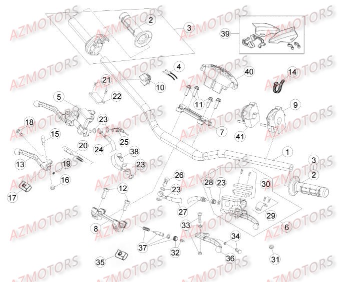 Commandes   Guidon AZMOTORS PiÃ¨ces Beta RR 4T 400 Enduro - 2014