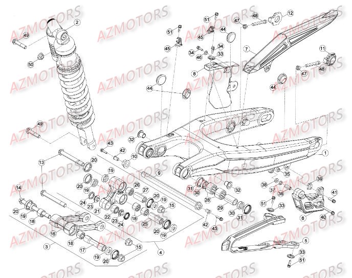 Suspension Arriere AZMOTORS PiÃ¨ces Beta RR 4T 400 Enduro - 2014