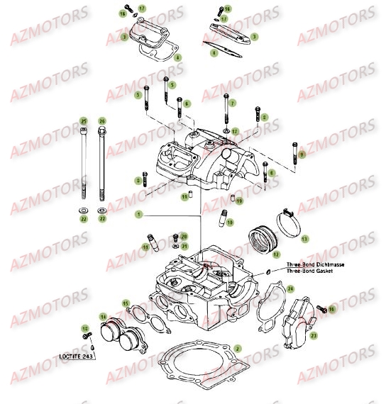 Cylindre Culasse Distribution AZMOTORS PiÃ¨ces BETA RR 4T 450 - [2006-2005]