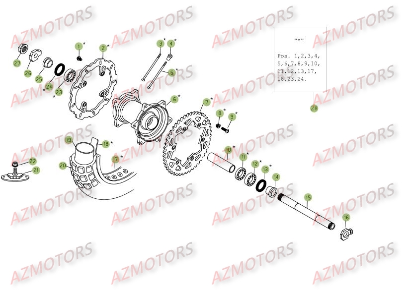 Roue Arriere AZMOTORS PiÃ¨ces BETA RR 4T 450 - [2006-2005]
