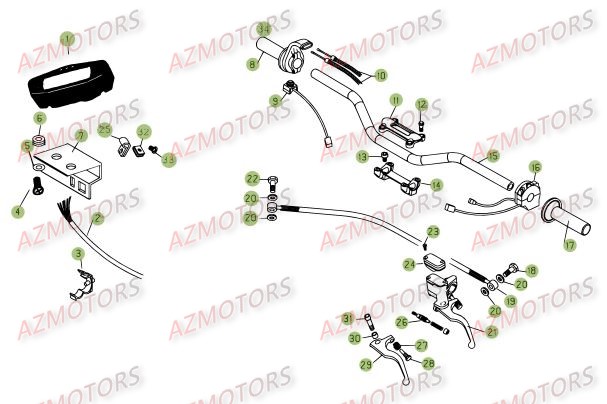 Commandes Guidon AZMOTORS PiÃ¨ces Beta RR 4T 450 Enduro - 2009