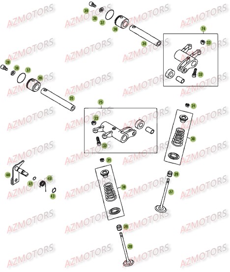 Cylindre Culasse Distribution 2 AZMOTORS PiÃ¨ces Beta RR 4T 450 Enduro - 2009