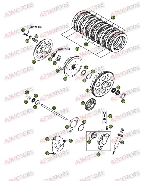 Transmission Principale Embrayage AZMOTORS PiÃ¨ces Beta RR 4T 450 Enduro - 2009