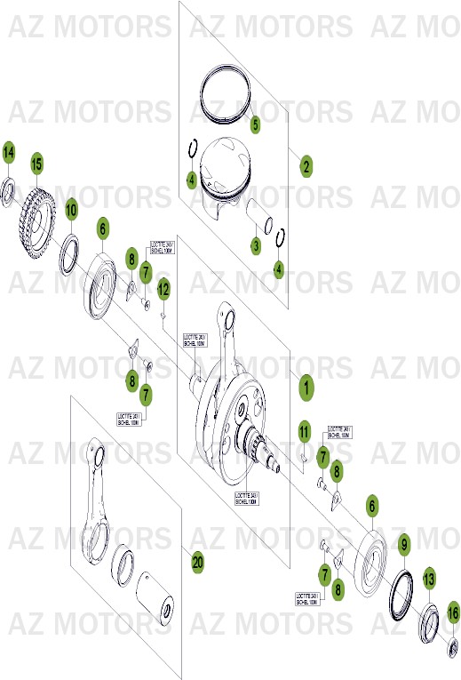 Vilebrequin   Piston   Contre Arbre 2 AZMOTORS PiÃ¨ces Beta RR 4T 450 Enduro - 2011