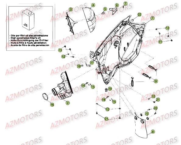Boitier Du Filtre AZMOTORS PiÃ¨ces Beta RR 4T 450 Enduro - 2012