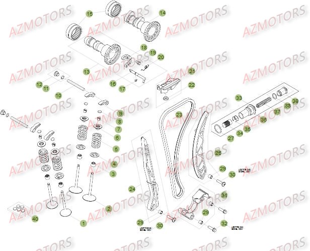 Cylindre   Culasse   Distribution 2 AZMOTORS PiÃ¨ces Beta RR 4T 450 Enduro - 2012