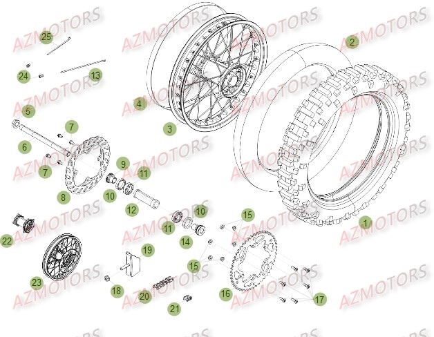 Roue Arriere Du No Serie 260001 A 270000 AZMOTORS PiÃ¨ces Beta RR 4T 450 Enduro - 2012