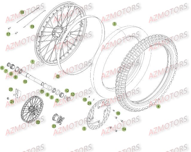 Roue Avant Du No Serie 260001 A 270000 AZMOTORS PiÃ¨ces Beta RR 4T 450 Enduro - 2012