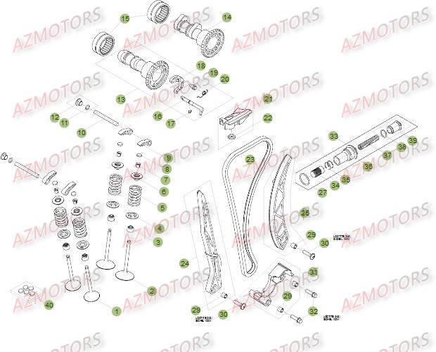 Cylindre   Culasse   Distribution 2 AZMOTORS PiÃ¨ces Beta RR 4T 450 Enduro - 2014