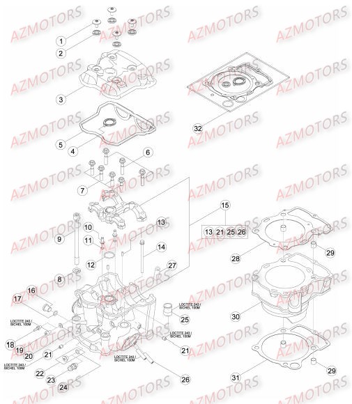 Cylindre   Culasse   Distribution AZMOTORS PiÃ¨ces Beta RR 4T 450 Enduro - 2014