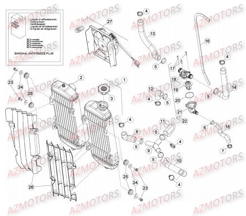Radiateur AZMOTORS PiÃ¨ces Beta RR 4T 450 Enduro - 2014