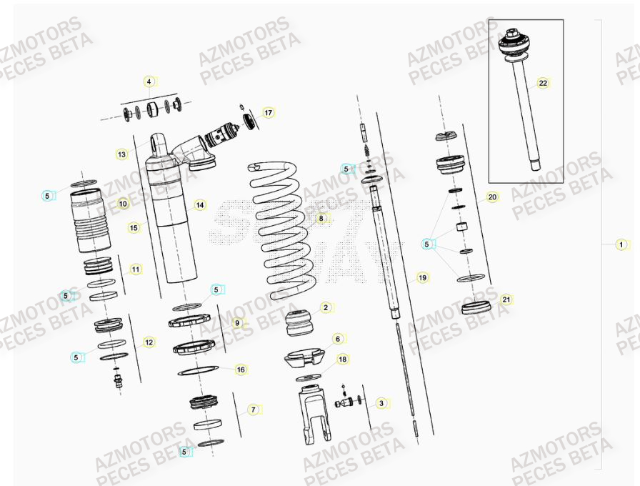 Amortisseur AZMOTORS PiÃ¨ces Beta RR 4T 480 Enduro - 2015