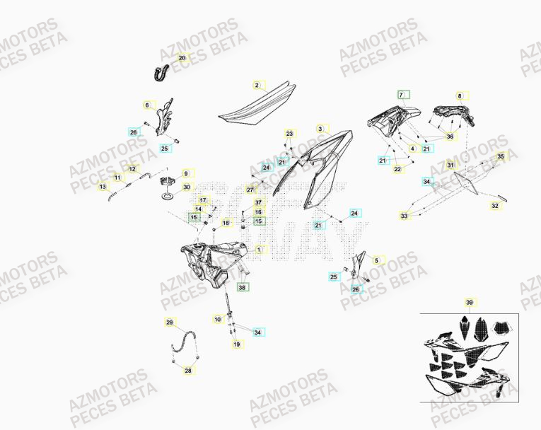 Carenage Arriere AZMOTORS PiÃ¨ces Beta RR 4T 480 Enduro - 2015