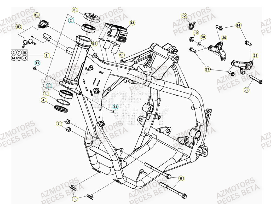 Chassis AZMOTORS PiÃ¨ces Beta RR 4T 480 Enduro - 2015