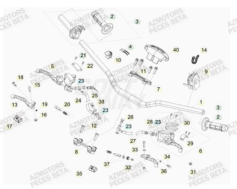 Guidon AZMOTORS PiÃ¨ces Beta RR 4T 480 Enduro - 2015
