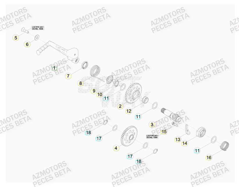 Kick Starter AZMOTORS PiÃ¨ces Beta RR 4T 480 Enduro - 2015